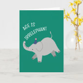 Age is irrelephant - animal punny birthday card kaart (Gele Bloem)