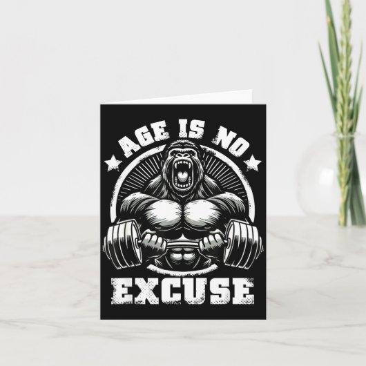 Age Is No Excuse Gorilla Weightlift Gym Quotes Gym Kaart (Voorkant)