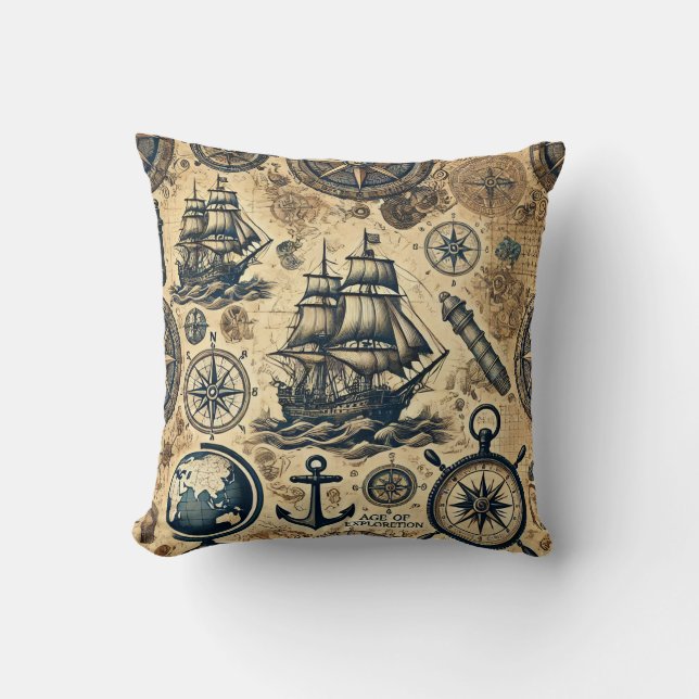 Age of Exploration Cushion: Dromen van ontdekking  Kussen (Voorkant)