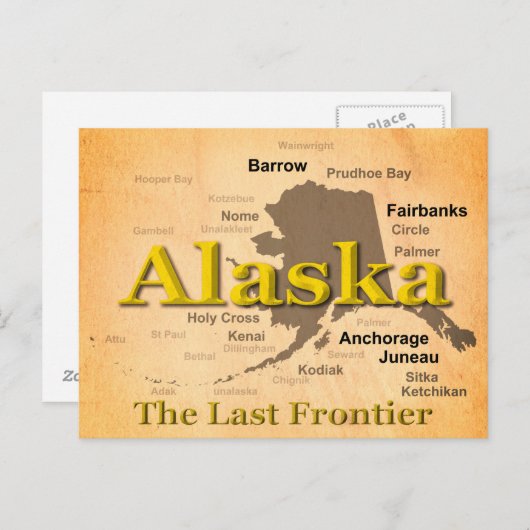 Aged Alaska Map Silhouette Briefkaart (Voorkant / Achterkant)
