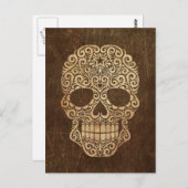 Aged and Scratched Swirling Sugar Skull Briefkaart (Voorkant / Achterkant)