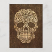 Aged and Scratched Swirling Sugar Skull Briefkaart (Voorkant)