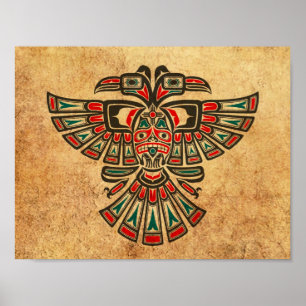 Aged and Worn Haida Two Headed Spirit Bird Poster
