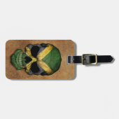 Aged and Worn Jamaican Flag Skull Bagagelabel (Voorkant horizontaal)