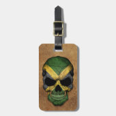 Aged and Worn Jamaican Flag Skull Bagagelabel (Voorkant verticaal)