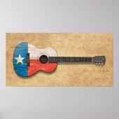 Aged and Worn Texas Flag Acoustic Guitar Poster (Voorkant)