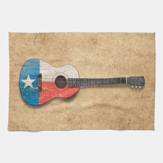 Aged and Worn Texas Flag Acoustic Guitar Theedoek (Horizontaal)