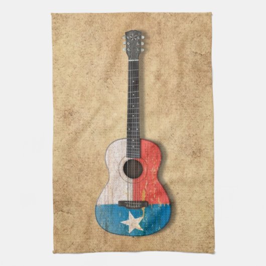 Aged and Worn Texas Flag Acoustic Guitar Theedoek (Verticaal)