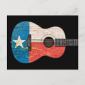 Aged and Worn Texas Flag Acoustic Guitar, zwart Briefkaart (Voorkant)