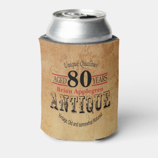 Aged, Antiek, gerijpt, en  80th Birthday Blikjeskoeler (Blikje Achterkant)