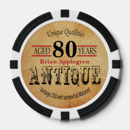 Aged, Antiek, gerijpt, en  80th Birthday Pokerchips