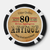 Aged, Antiek, gerijpt, en 80th Birthday Pokerchips (Achterkant)