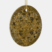Aged Aztec Sun Stone Calendar Keramisch Ornament (Rechts)