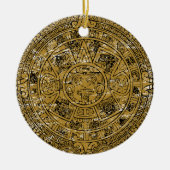 Aged Aztec Sun Stone Calendar Keramisch Ornament (Voorkant)