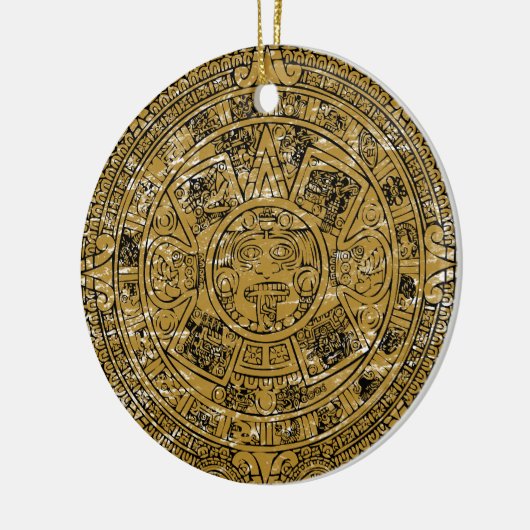 Aged Aztec Sun Stone Calendar Keramisch Ornament (Links)