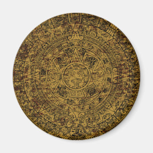 Aged Aztec Sun Stone Calendar Magneet