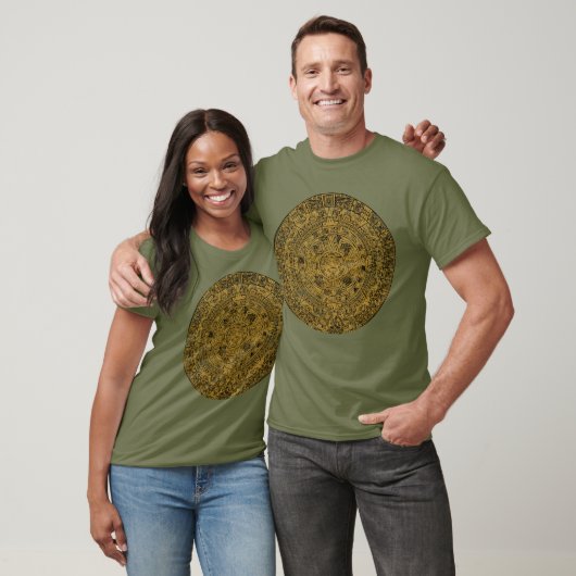 Aged Aztec Sun Stone Calendar T-shirt (Unisex)