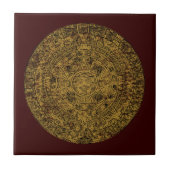 Aged Aztec Sun Stone Calendar Tegeltje (Voorkant)