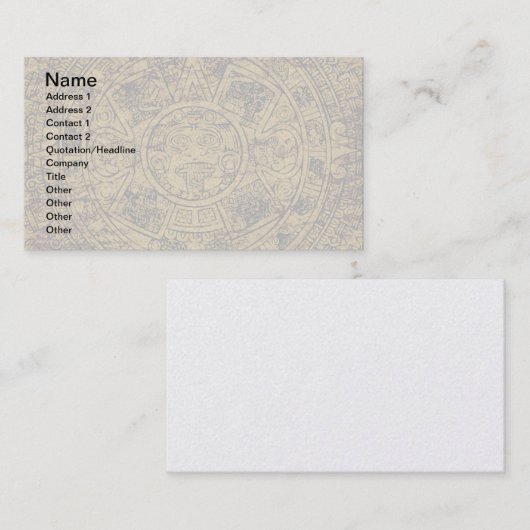 Aged Aztec Sun Stone Calendar Visitekaartje (Voorkant / Achterkant)