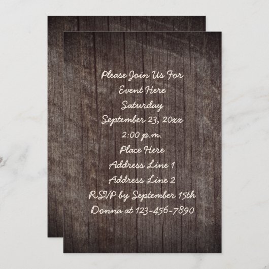 Aged Barnboard Party Kaart (Voorkant / Achterkant)