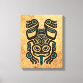 Aged Blauw en Zwart Haida Spirit Tree Kikker Canvas Afdruk (Voorkant)
