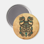 Aged Blauw en Zwart Haida Spirit Tree Kikker Magneet (Voorkant / Achterkant)