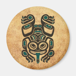 Aged Blauw en Zwart Haida Spirit Tree Kikker Magneet