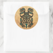 Aged Blauw en Zwart Haida Spirit Tree Kikker Ronde Sticker (Tas)