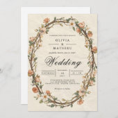 Aged Bloom Oval Floral Wedding Kaart (Voorkant / Achterkant)