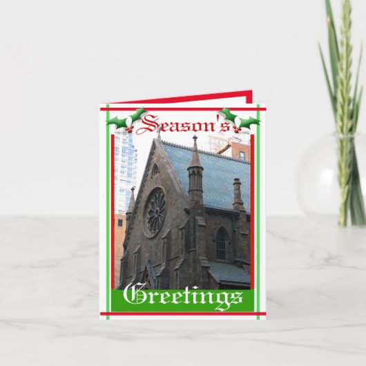 Aged Brick Church Feestdagen Kaart (Voorkant)