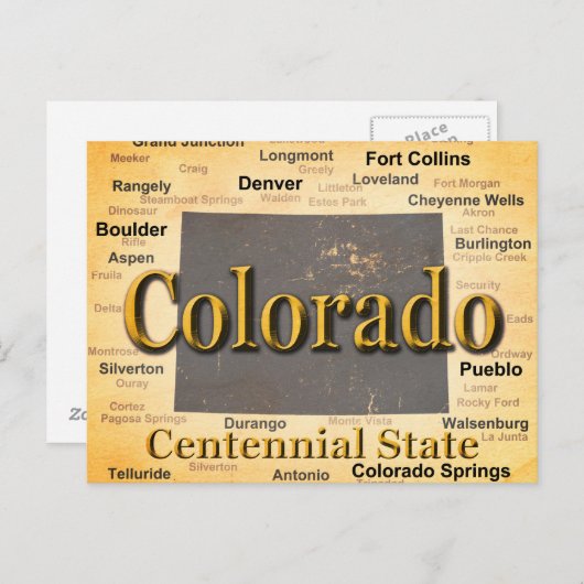 Aged Colorado State Pride Map Silhouette Briefkaart (Voorkant / Achterkant)