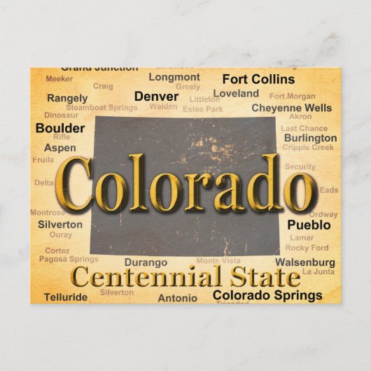Aged Colorado State Pride Map Silhouette Briefkaart (Voorkant)