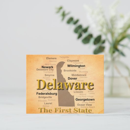 Aged Delaware State Pride Map Briefkaart (Staand voorkant)