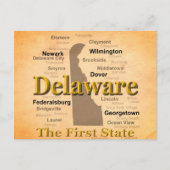 Aged Delaware State Pride Map Briefkaart (Voorkant)