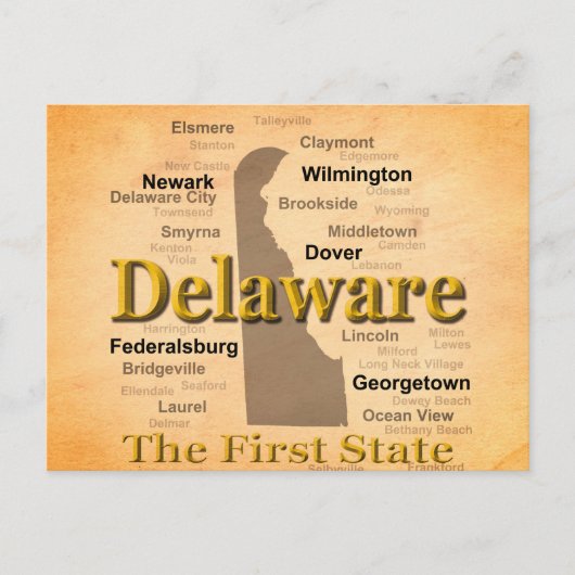 Aged Delaware State Pride Map Briefkaart (Voorkant)