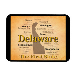 Aged Delaware State Pride Map Magneet