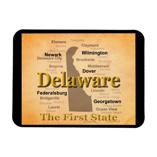 Aged Delaware State Pride Map Magneet (Horizontaal)