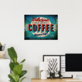 Aged Delicious Brewed Coffee Antiek Replica Poster (Thuiskantoor)