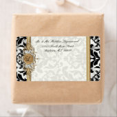 Aged Distress Damask Golden Bling Kijk Weddenschap Etiket (Insitu)