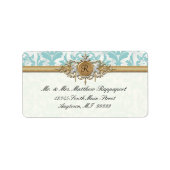 Aged Distress Damask Golden Bling Kijk Weddenschap Etiket (Voorkant)