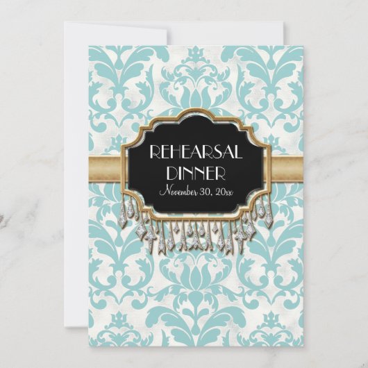 Aged Distress Damask Golden Bling Kijk Weddenschap Kaart (Voorkant)