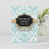 Aged Distress Damask Golden Bling Kijk Weddenschap Kaart (Staand voorkant)