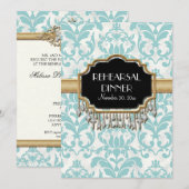 Aged Distress Damask Golden Bling Kijk Weddenschap Kaart (Voorkant / Achterkant)