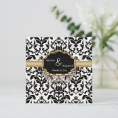 Aged Distress Damask Golden Bling Kijk Weddenschap Kaart (Staand voorkant)