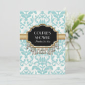 Aged Distress Damask Golden Bling Kijk Weddenschap Kaart (Staand voorkant)