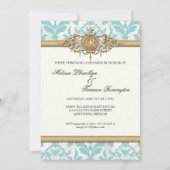 Aged Distress Damask Golden Bling Kijk Weddenschap Kaart (Achterkant)
