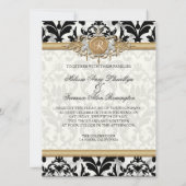 Aged Distress Damask Golden Bling Kijk Weddenschap Kaart (Achterkant)