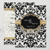 Aged Distress Damask Golden Bling Kijk Weddenschap Kaart (Voorkant / Achterkant)