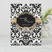 Aged Distress Damask Golden Bling Kijk Weddenschap Kaart (Staand voorkant)