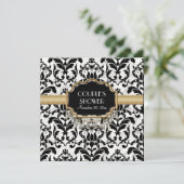 Aged Distress Damask Golden Bling Kijk Weddenschap Kaart (Staand voorkant)